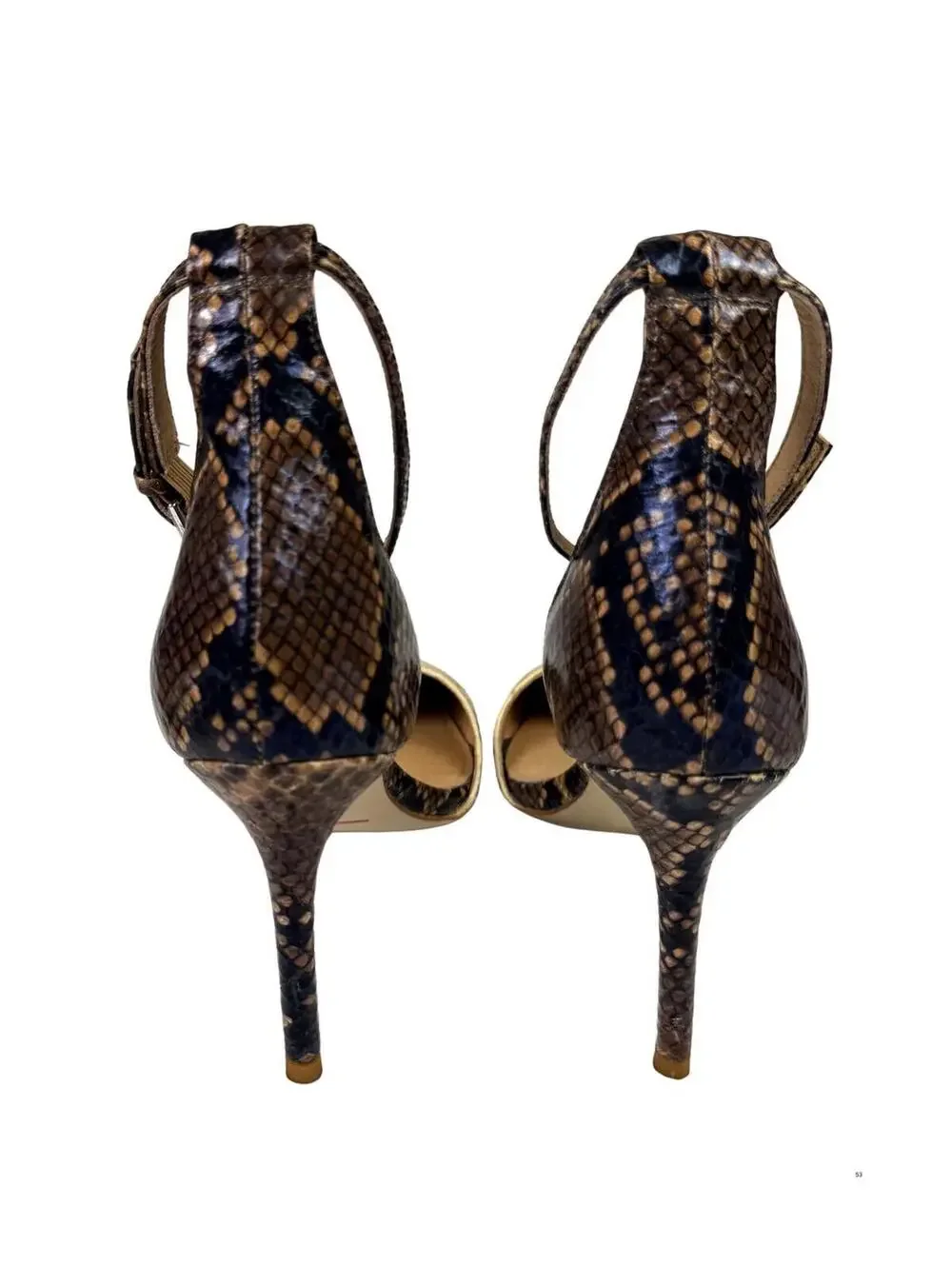 Free People Snakeskin Ankle Strap Heels Size 6.5 Pointed Toe Pumps